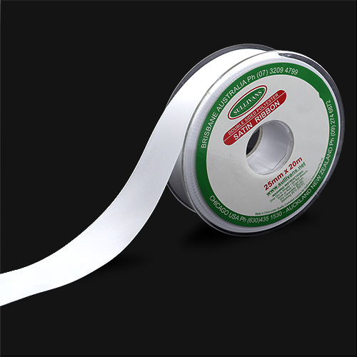 57600 Sullivans 25mm Double Sided Ribbon - White 20mts
