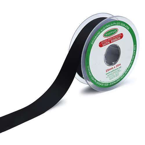 57629 Sullivans 25mm Double Sided Ribbon - Black 20mts