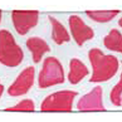 57737 Ribbon Organza 38mm White Red