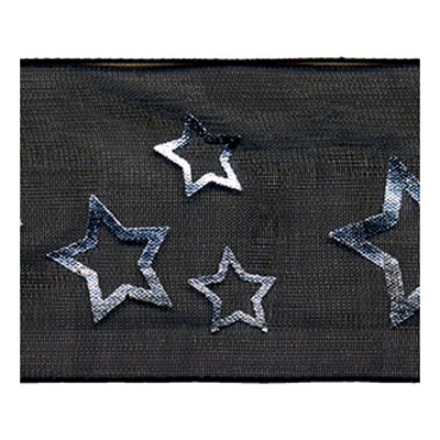 57902 Ribbon Organza 38mm Black Silver