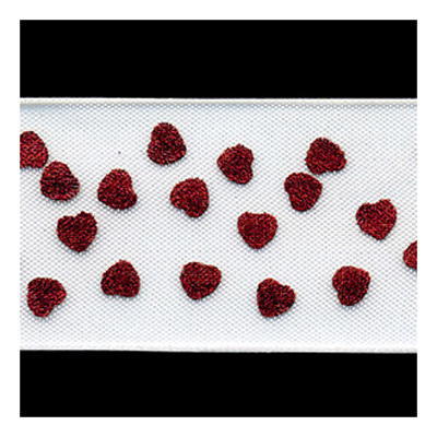 57907 Ribbon Organza 25mm White Red