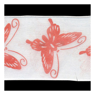 57909 Ribbon Organza 38mm White Lt Pink