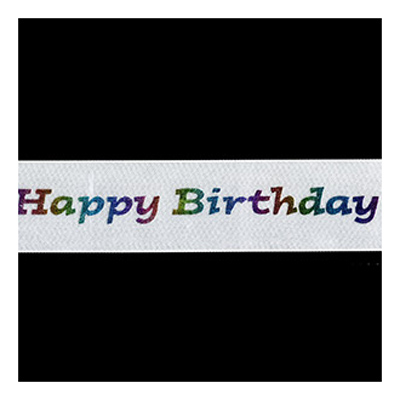 57921 Ribbon Satin 38mm White Multi