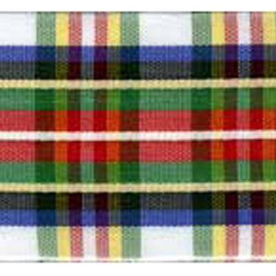 57965 Ribbon Tartan 15mm White Blue Green