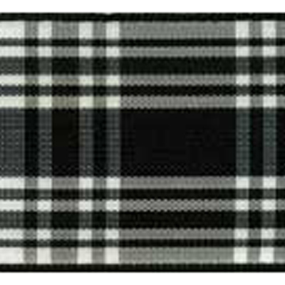 57982 Ribbon Tartan 25mm Black White
