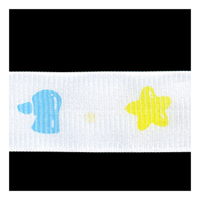 58003 Ribbon Grosgrain 25mm White Multi