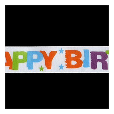 58005 Ribbon Satin 25mm White Multi