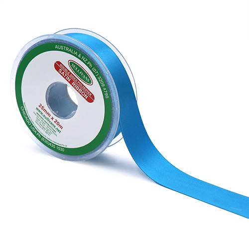 58151 Sullivans 25mm Double Sided Ribbon - Aqua 20mts