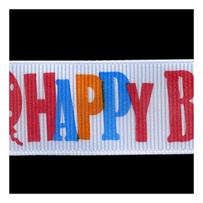 58216 Ribbon Grosgrain 25mm White Multi