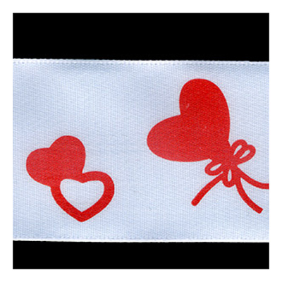 58218 Ribbon Satin 38mm White Red