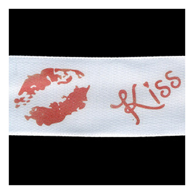 58219 Ribbon Satin 25mm White Red