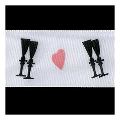 58220 Ribbon Satin 25mm White Black Pink Wine Glasses