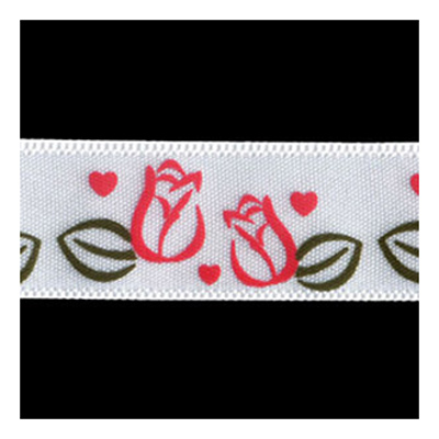 58225 Ribbon Satin 25mm White Pink Green