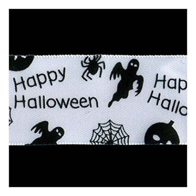 58244 Ribbon Satin 25mm White Black