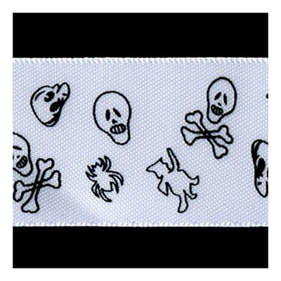 58249 Ribbon Satin 25mm White Black