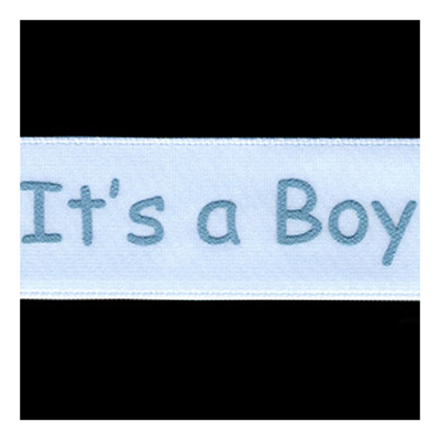 58276 Ribbon Satin 25mm White Blue