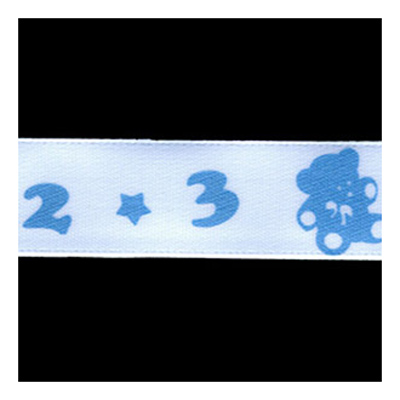 58282 Ribbon Satin 15mm White Blue