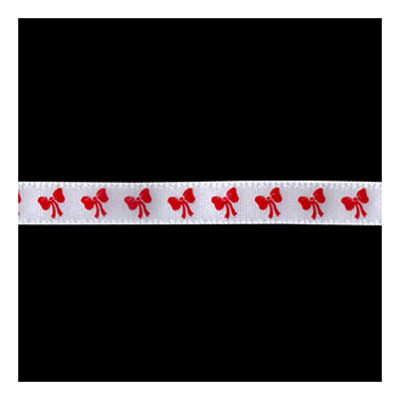 58304 Ribbon Satin 6mm White Red