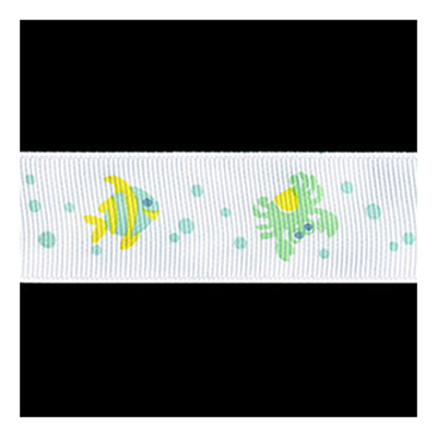 58320 Ribbon Grosgrain 25mm White Multi
