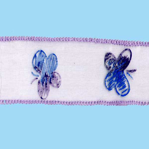 58325 Ribbon Organza 38mm White Purple