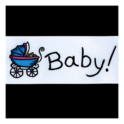 58328 Ribbon Grosgrain 38mm White Multi