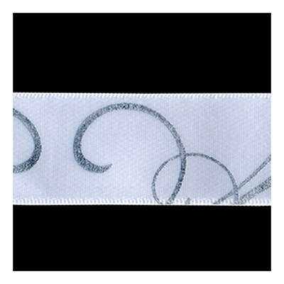 58329 Ribbon Satin 25mm White Silver