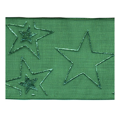 58337 Ribbon Organza 38mm Green White