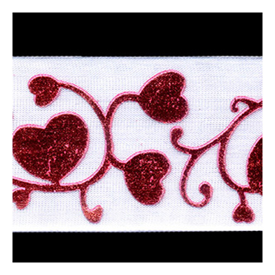 58338 Ribbon Organza 38mm White Red