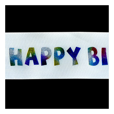 58346 Ribbon Satin 38mm White Multi