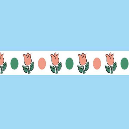 58354 Ribbon Satin 25mm White Peach Green