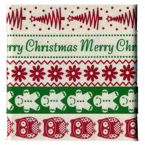 58449 Ribbon Christmas 5x1 M Asst Xmas Colours