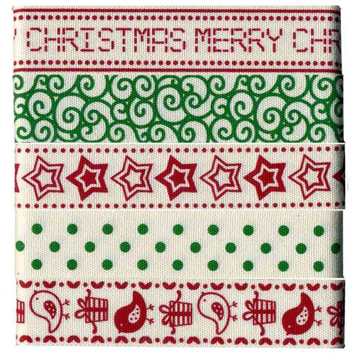 58450 Ribbon Christmas 5x1 M Asst Xmas Colours