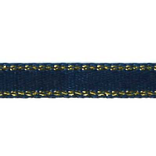 58462 Ribbon Satin 6mm Navy Gold