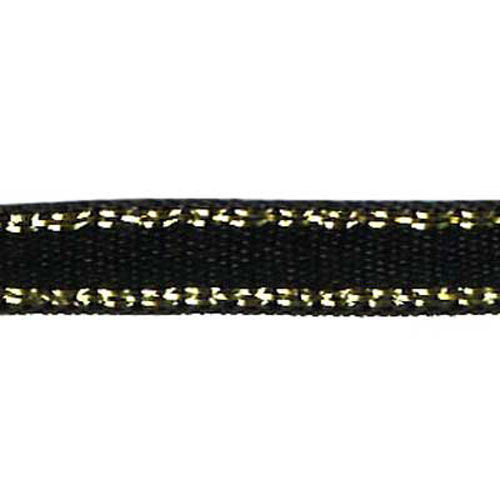 58464 Ribbon Satin 6mm Black Gold