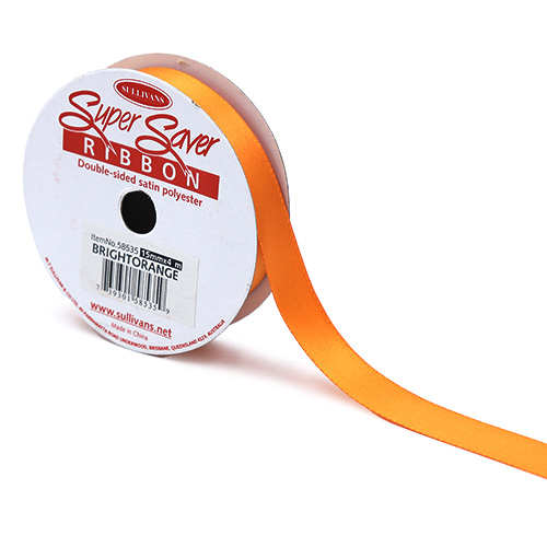58535 Sullivans 15mm Double Sided Ribbon  - Bright Orange 4mts