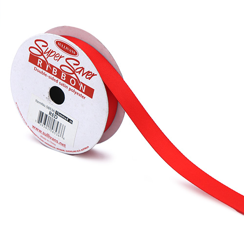 58536 Sullivans 15mm Double Sided Ribbon  - Red 4mts