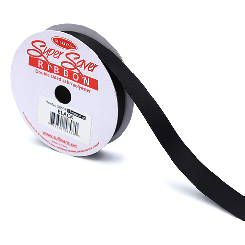 58538 Sullivans 15mm Double Sided Ribbon  - Black 4mts