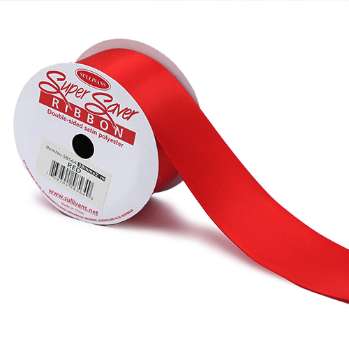 58564 Sullivans 38mm Double Sided Ribbon  - Red 2mts