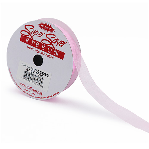 58575 Ribbon Organza 15mm Baby Pink