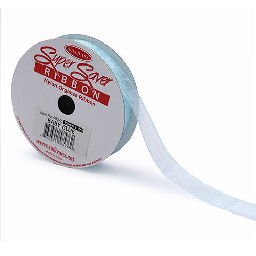 58576 Ribbon Organza 15mm Baby Blue