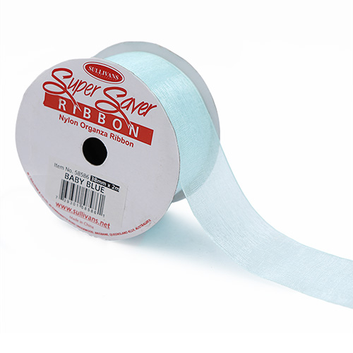 58586 Ribbon Organza 38mm Baby Blue
