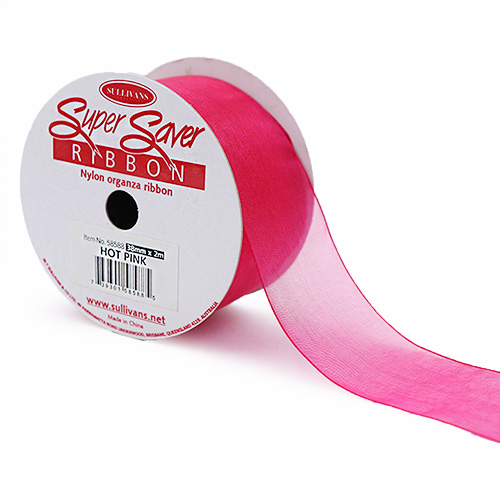 58588 Ribbon Organza 38mm Hot Pink