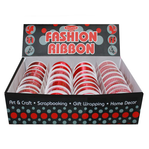 58910 Fashion Ribbon Box Assorted Red 34pcs