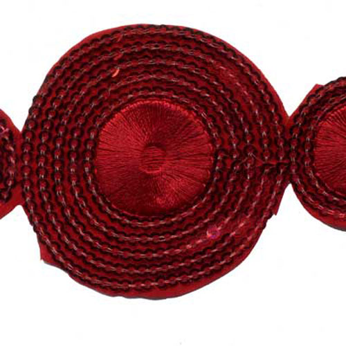 60167 Trim Sequins Circle 60mm Red