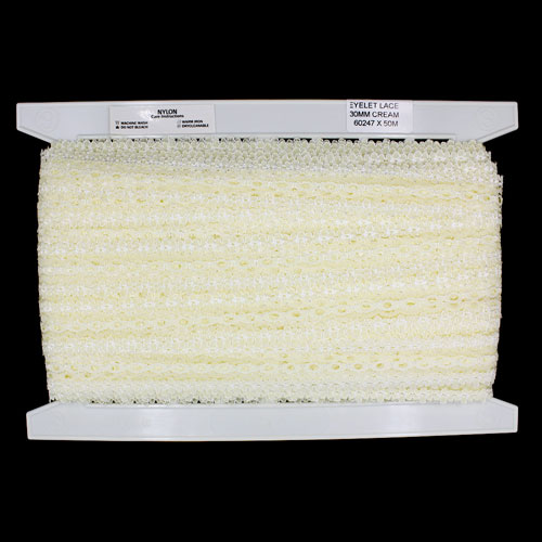 60247 Lace Eyelet 30mm Cream