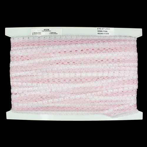 60249 Lace Eyelet 30mm Pink