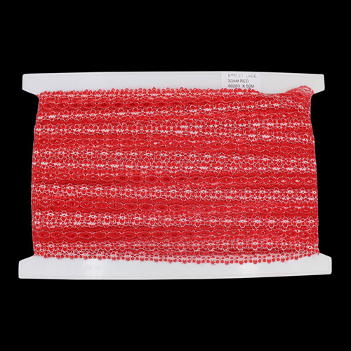 60263 Lace Eyelet 30mm Red