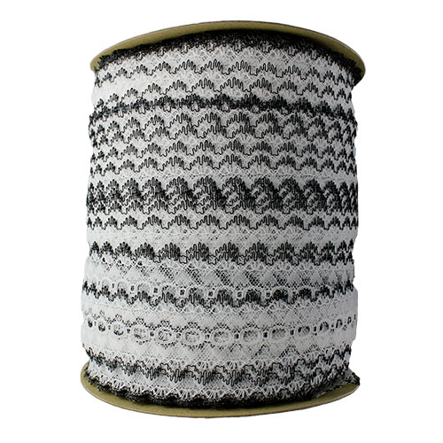 60783 Sullivans 40mm Coloured Edge Eyelet Lace - 200m - Black