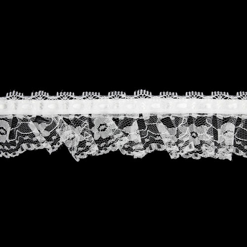 60816 Lace Nylon Frilled 15mm Ivory