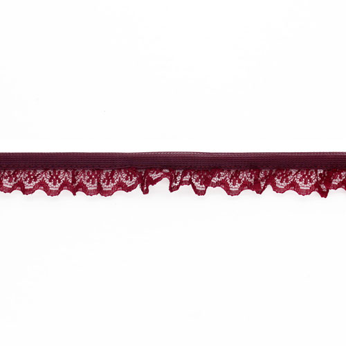 60822 Lace Nylon Frilled 15mm Maroon